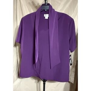 Maggie Sweet Purple‎ Shirt Short Sleeve Blouse Size 2X Elegant Stylish